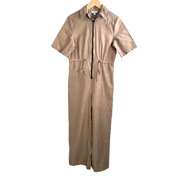 Topshop Utility Zip Jumpsuit Stone retro relaxed 90s hipster street wear sz 4 - Picture 2 of 10